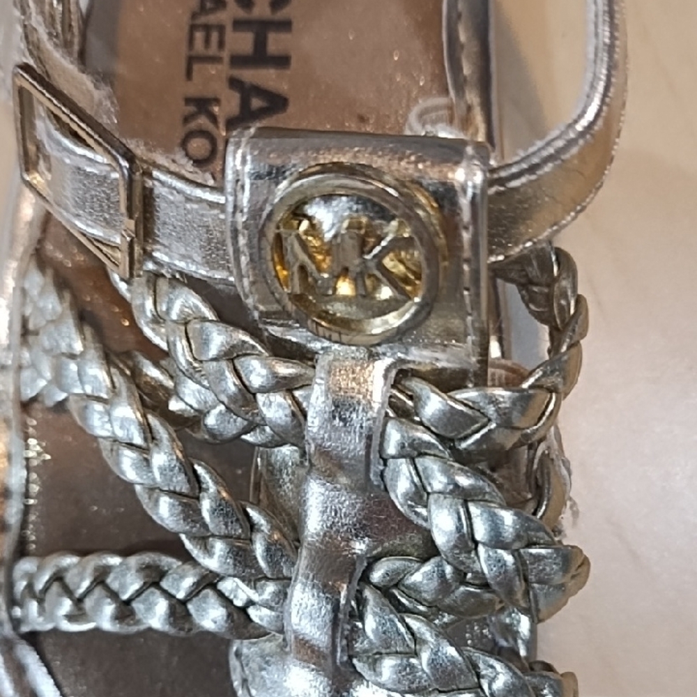 Michael Kors Metallic Silver Kids Sandals VGC And So Cute. Toddler 4. - Picture 7 of 7